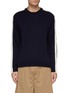 Main View - Click To Enlarge - SOLID HOMME - Button stripe sleeve wool sweater
