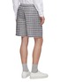 Back View - Click To Enlarge - SOLID HOMME - Belted check plaid linen-cotton shorts
