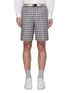 Main View - Click To Enlarge - SOLID HOMME - Belted check plaid linen-cotton shorts