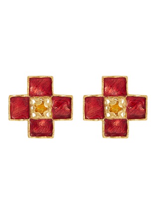 Main View - Click To Enlarge Main View - Click To Enlarge - STAZIA LOREN - Diamanté cross stud clip earrings
