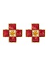 Main View - Click To Enlarge Main View - Click To Enlarge - STAZIA LOREN - Diamanté cross stud clip earrings