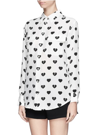 Front View - Click To Enlarge - EQUIPMENT - 'Signature' heart print silk shirt