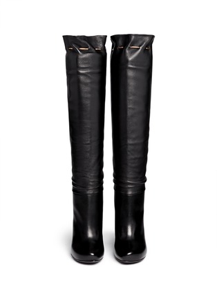 Figure View - Click To Enlarge - LANVIN - Chain drawstring leather boots