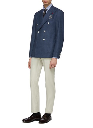 Figure View - Click To Enlarge - ISAIA - Windowpane check honeycomb cotton shirt