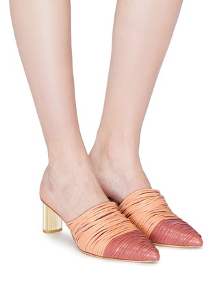 Figure View - Click To Enlarge - CULT GAIA - 'Sage' metallic heel strappy leather mules