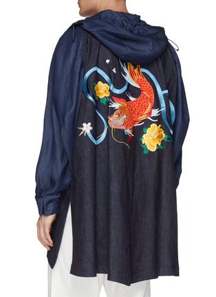  - ANGEL CHEN - Graphic embroidered hooded colourblock unisex denim windbreaker jacket