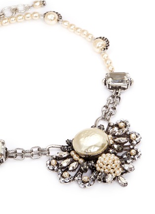 Detail View - Click To Enlarge - MIRIAM HASKELL - Pearl crystal station floral pendant necklace