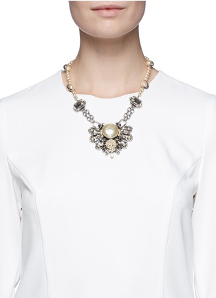 Figure View - Click To Enlarge - MIRIAM HASKELL - Pearl crystal station floral pendant necklace