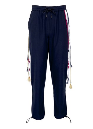 Main View - Click To Enlarge - ANGEL CHEN - Mix fringe outseam unisex jogging pants