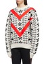 Front View - Click To Enlarge - NERVURE - Chevron stripe graphic jacquard sweater