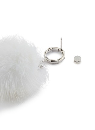 Detail View - Click To Enlarge - HEFANG - 'Snowball' mink fur cubic zirconia silver drop earrings