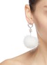 Figure View - Click To Enlarge - HEFANG - 'Snowball' mink fur cubic zirconia silver drop earrings