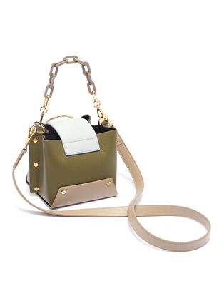 Detail View - Click To Enlarge - YUZEFI - 'Mini Delila' oversized ring leather bucket bag