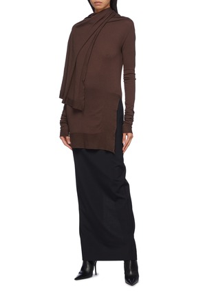 Figure View - Click To Enlarge - RICK OWENS  - Asymmetric cape panel layered sweater