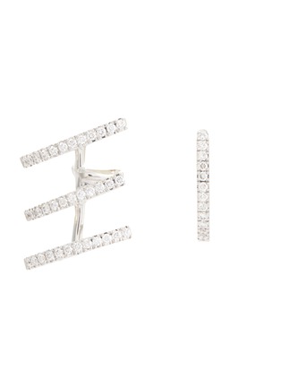Main View - Click To Enlarge - MESSIKA - 'Multi-Créoles Gatsby' diamond 18k white gold mismatched earrings