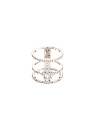 Main View - Click To Enlarge - MESSIKA - 'Glam'Azone Pavé' diamond 18k white gold three row ring