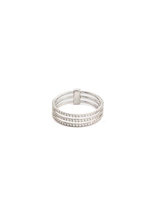 Main View - Click To Enlarge - MESSIKA - 'Gatsby' diamond 18k white gold three row ring