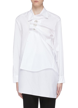 Main View - Click To Enlarge - KIMHĒKIM - 'Venus' faux pearl button convertible asymmetric shirt