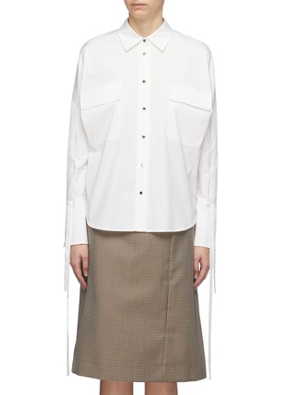 Main View - Click To Enlarge - COMME MOI - Flap pocket tie sleeve shirt