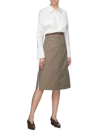 Figure View - Click To Enlarge - COMME MOI - Flap pocket tie sleeve shirt