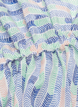 Detail View - Click To Enlarge - LEM LEM - 'Gigi' colourblock herringbone print silk halterneck dress