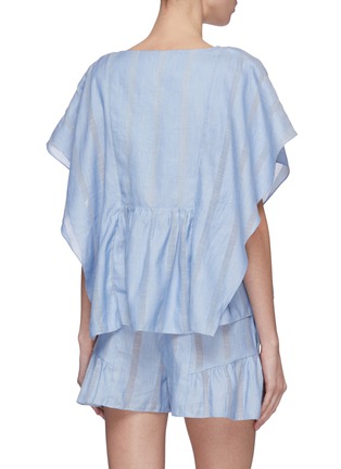 Back View - Click To Enlarge - LEM LEM - 'Bekele' ruffle drape cotton-linen top