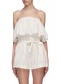 Main View - Click To Enlarge - LEM LEM - 'Aweke' belted ruffle overlay stripe strapless rompers