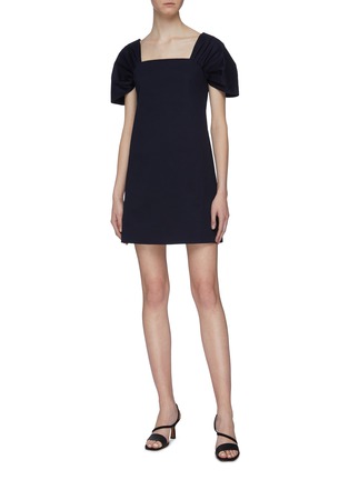 Figure View - Click To Enlarge - THEORY - Ruched sleeve off-shoulder dress