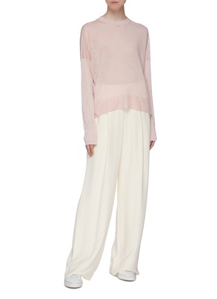 Figure View - Click To Enlarge - THEORY - 'Karenia' split side linen blend sweater