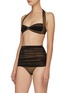 Figure View - Click To Enlarge - NORMA KAMALI - 'Bill' mesh overlay ruched halterneck bikini top