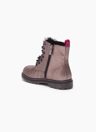 Detail View - Click To Enlarge - WINK - 'Cookie' faux fur tongue glitter kids combat boots