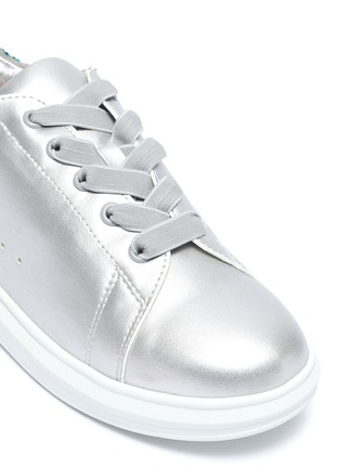 Detail View - Click To Enlarge - WINK - 'Popcorn' strass collar metallic leather kids sneakers