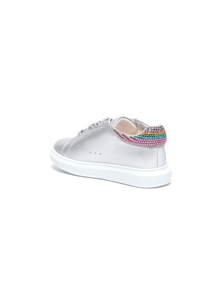 Detail View - Click To Enlarge - WINK - 'Popcorn' strass collar metallic leather kids sneakers