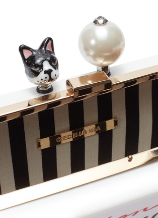 Detail View - Click To Enlarge - CECILIA MA - 'French' bulldog faux pearl charm acrylic box clutch