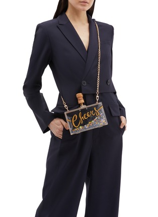 Front View - Click To Enlarge - CECILIA MA - 'Cheers' glitter acrylic box clutch