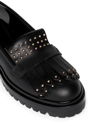 Detail View - Click To Enlarge - ALEXANDER MCQUEEN - Micro stud fringe leather loafers