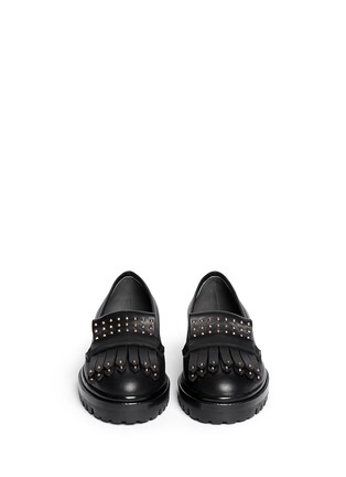 Figure View - Click To Enlarge - ALEXANDER MCQUEEN - Micro stud fringe leather loafers