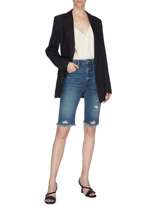 Figure View - Click To Enlarge - FRAME - 'Le Vintage' frayed cuff ripped denim Bermuda shorts