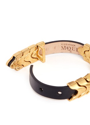 Detail View - Click To Enlarge - ALEXANDER MCQUEEN - Snake chain leather bracelet