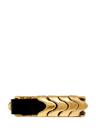 Back View - Click To Enlarge - ALEXANDER MCQUEEN - Snake chain leather bracelet