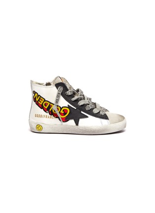 Main View - Click To Enlarge - GOLDEN GOOSE - 'Francy' logo print leather toddler high top sneakers