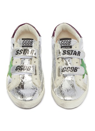 Figure View - Click To Enlarge - GOLDEN GOOSE - 'Old School' metallic cracked faux leather toddler sneakers