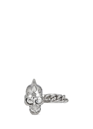 Main View - Click To Enlarge - ALEXANDER MCQUEEN - Spike skull chain two finger ring