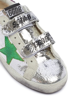 Detail View - Click To Enlarge - GOLDEN GOOSE - 'Old School' cracked mirror leather kids sneakers