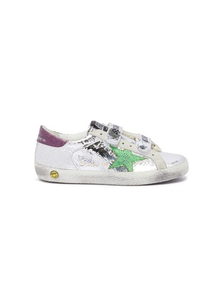 Main View - Click To Enlarge - GOLDEN GOOSE - 'Old School' cracked mirror leather kids sneakers