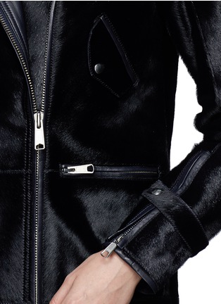 Detail View - Click To Enlarge - WHISTLES - Shearling leather biker jacket