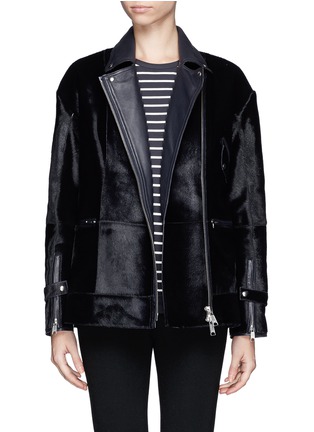 Main View - Click To Enlarge - WHISTLES - Shearling leather biker jacket