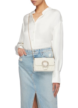 Figure View - Click To Enlarge - MIU MIU - Jewelled buckle matelassé leather chain shoulder bag