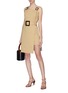 Figure View - Click To Enlarge - STAUD - 'Radar' buckle belted panelled gabardine dress