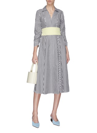Figure View - Click To Enlarge - STAUD - 'Harper' contrast waistband stripe dress